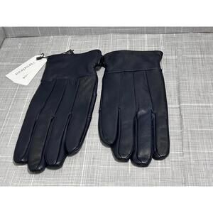 Harssidanzar Mens Leather Gloves SM046US Navy Small Soft Lined Winter New